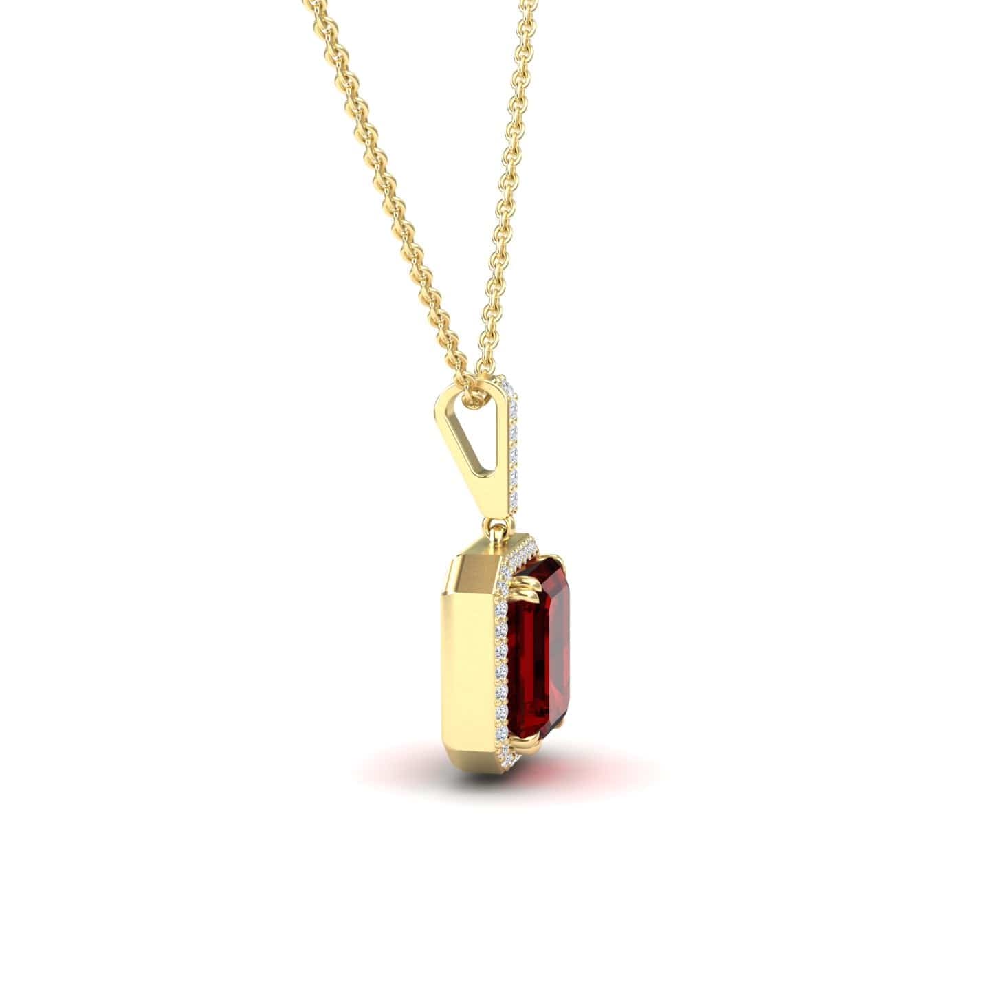 Garnet & Diamond Halo Necklace - Sanya