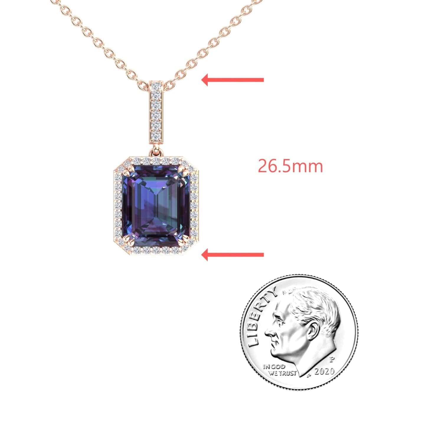 Lab Grown Alexandrite & Diamond Halo Necklace - Sanya
