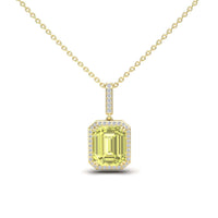 Lemon Citrine & Diamond Halo Necklace - Sanya