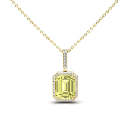 Lemon Citrine & Diamond Halo Necklace - Sanya