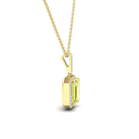 Lemon Citrine & Diamond Halo Necklace - Sanya