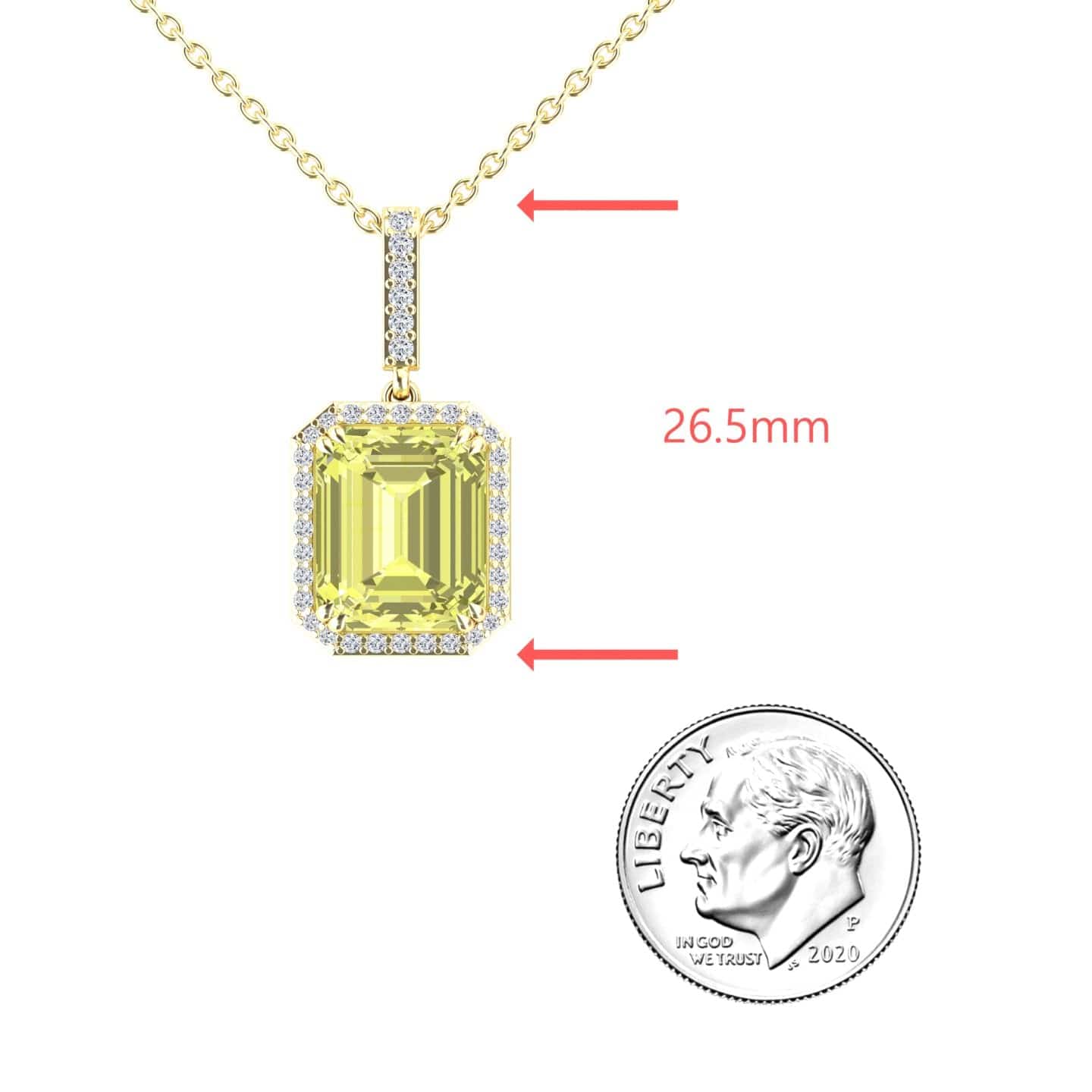 Lemon Citrine & Diamond Halo Necklace - Sanya