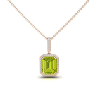 Peridot & Diamond Halo Necklace - Sanya