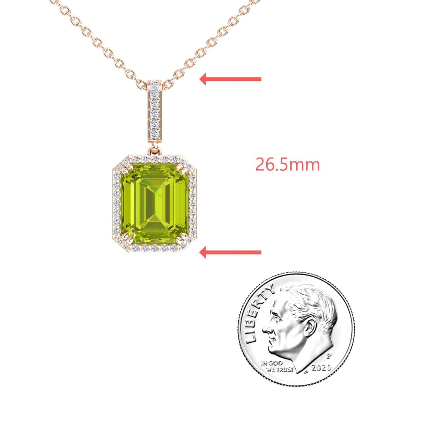 Peridot & Diamond Halo Necklace - Sanya