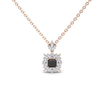 Black & White Diamond Halo Necklace - Zeina