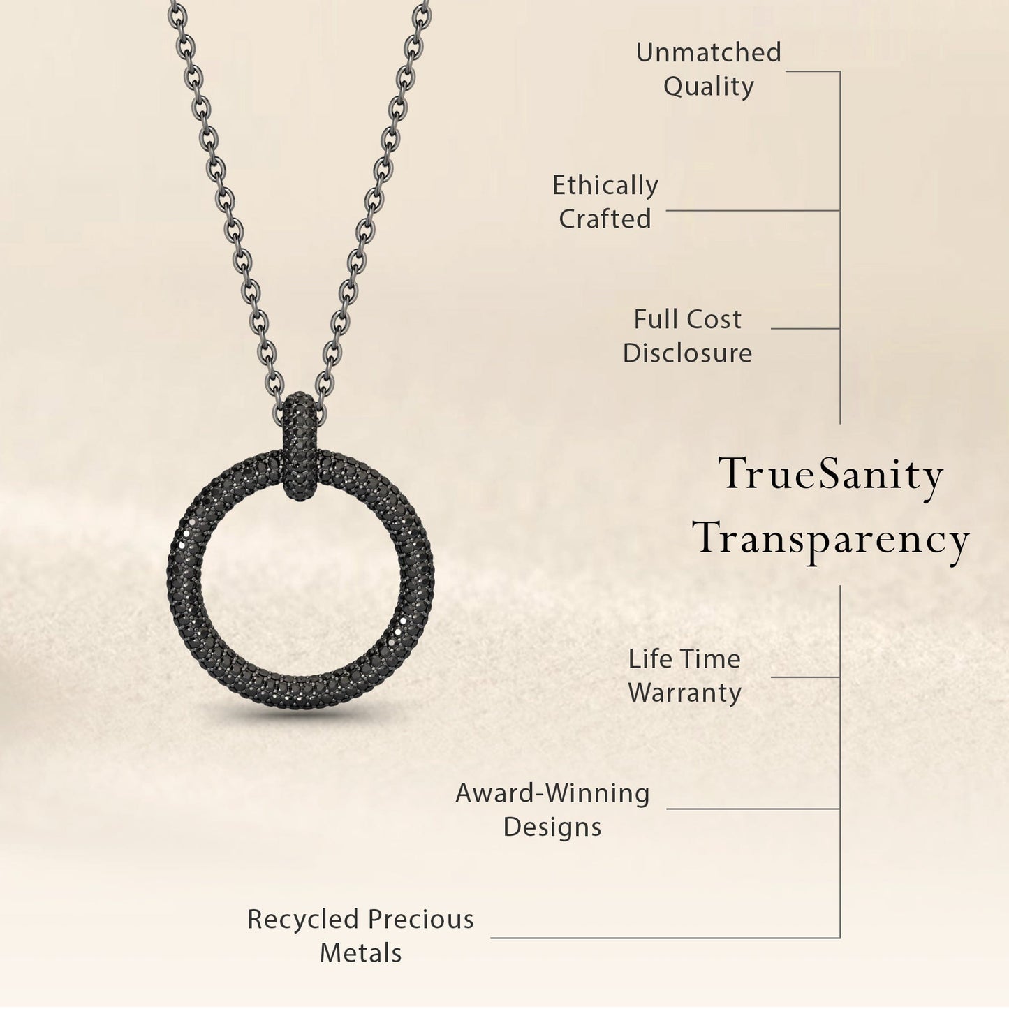 Black Diamond Circle Necklace - Aileen