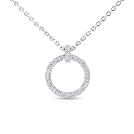 White Diamond Circle Necklace - Aileen