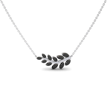 Black & White Diamond Leaf Vine Necklace - Caryn