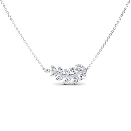 White Diamond Leaf Vine Necklace - Caryn