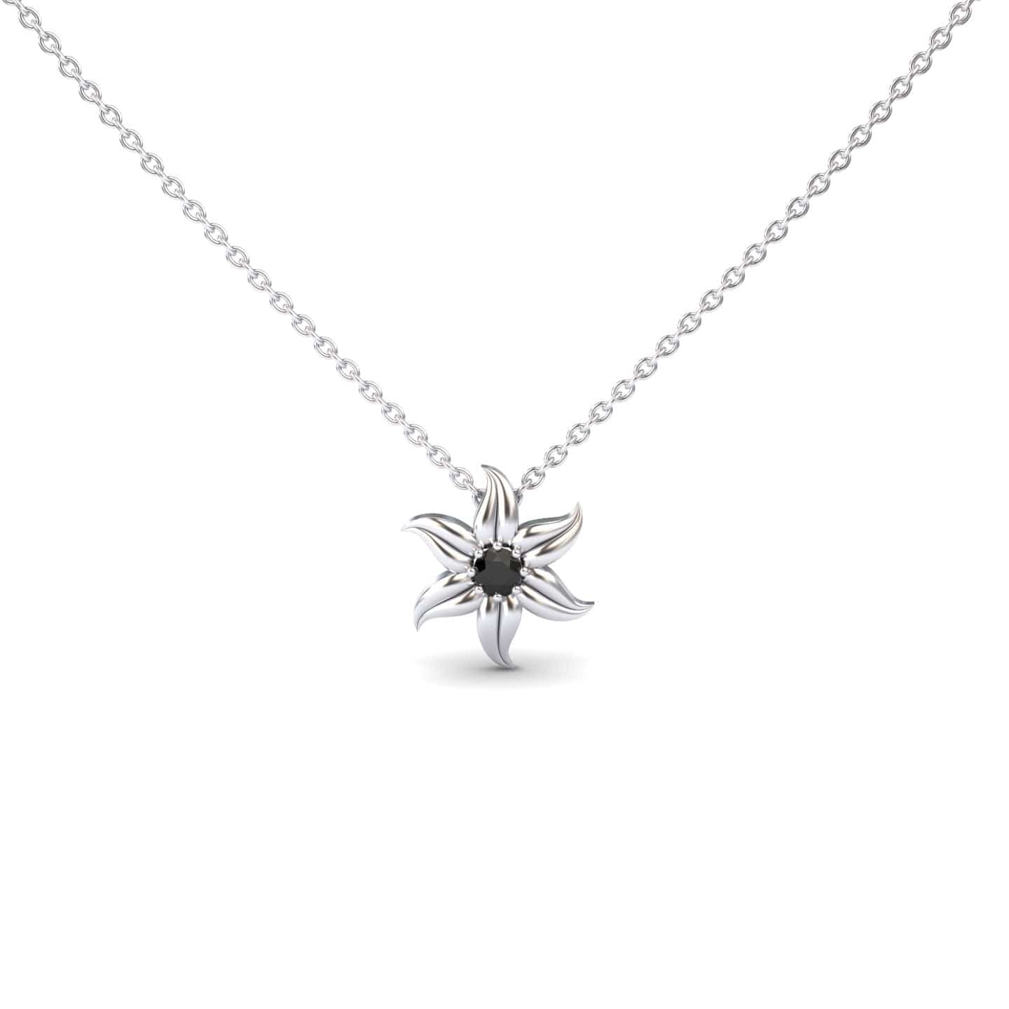Black Diamond Floral Swirl Necklace - Dara