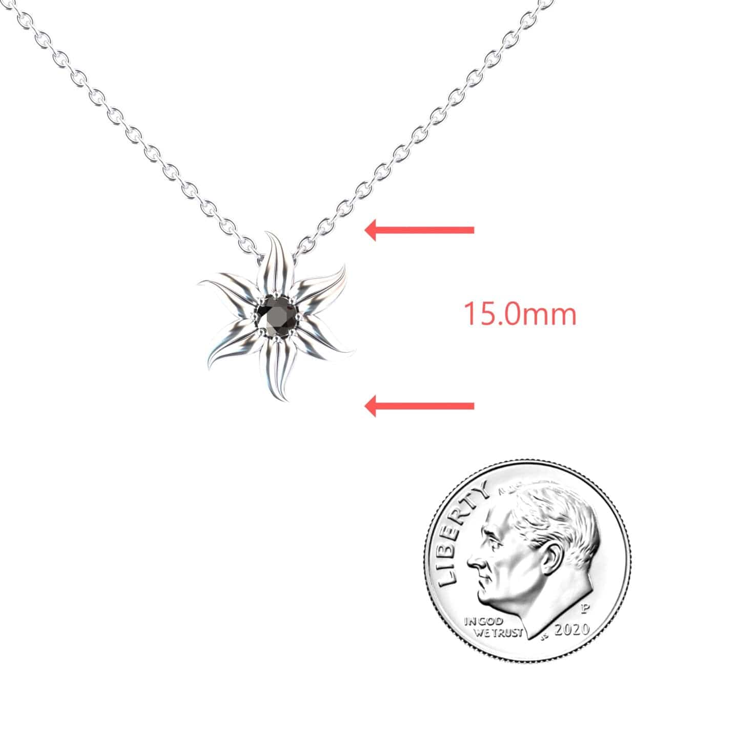 Black Diamond Floral Swirl Necklace - Dara