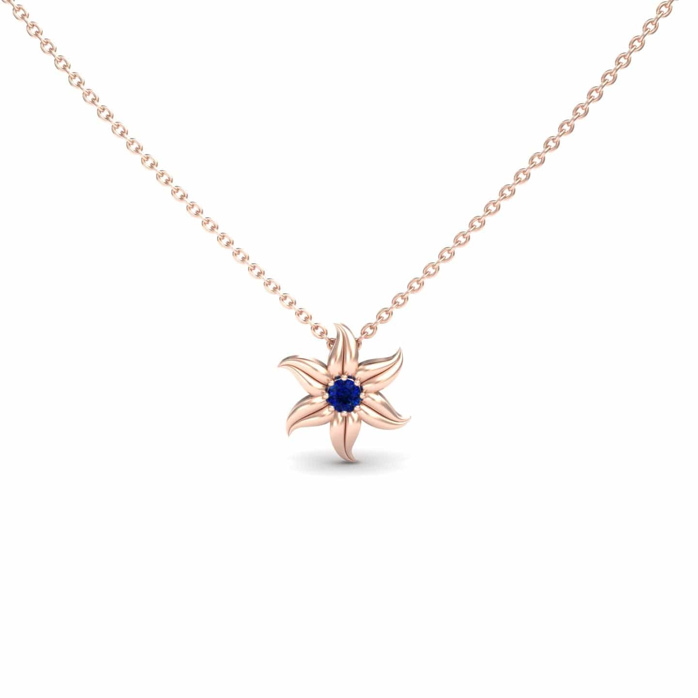 Blue Sapphire Floral Swirl Necklace - Dara