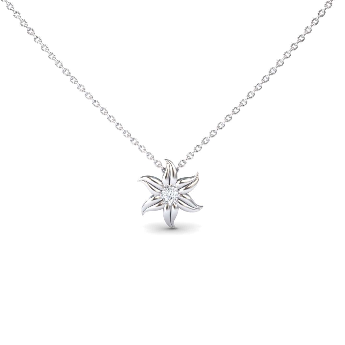 White Diamond Floral Swirl Necklace - Dara