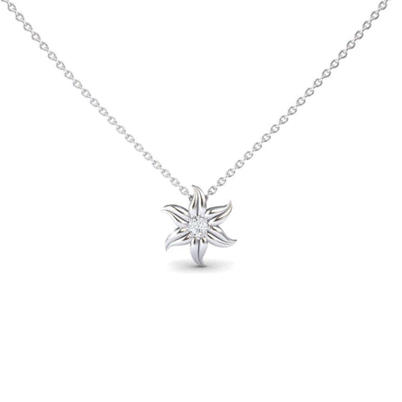 White Diamond Floral Swirl Necklace - Dara
