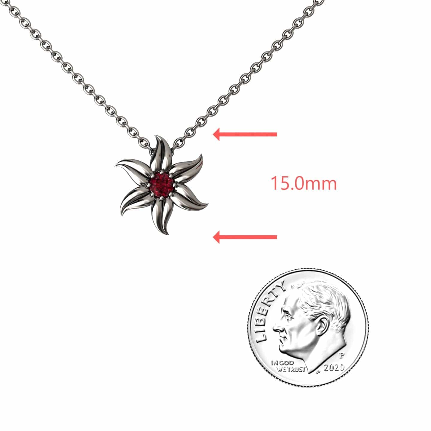 Ruby Floral Swirl Necklace - Dara