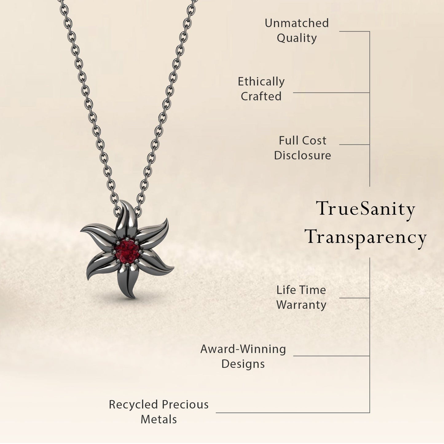 Ruby Floral Swirl Necklace - Dara