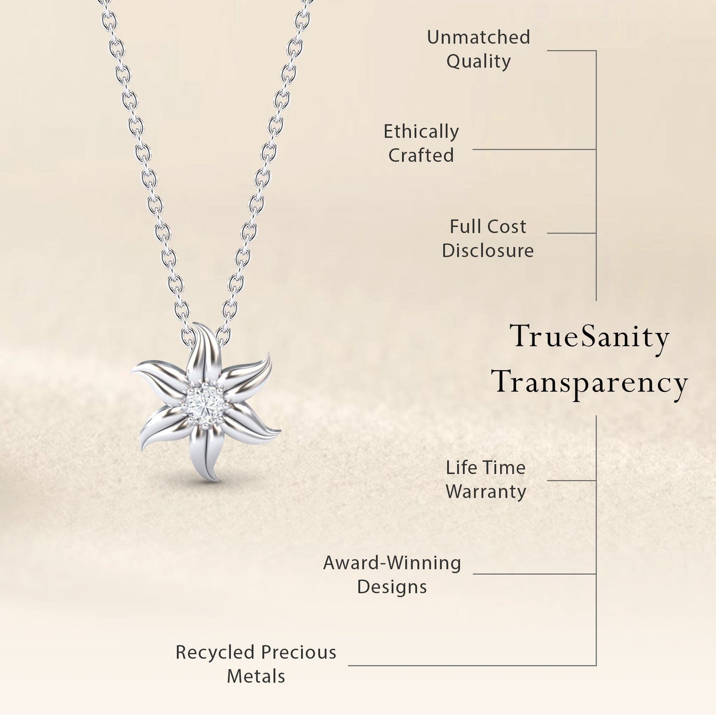 White Diamond Floral Swirl Necklace - Dara