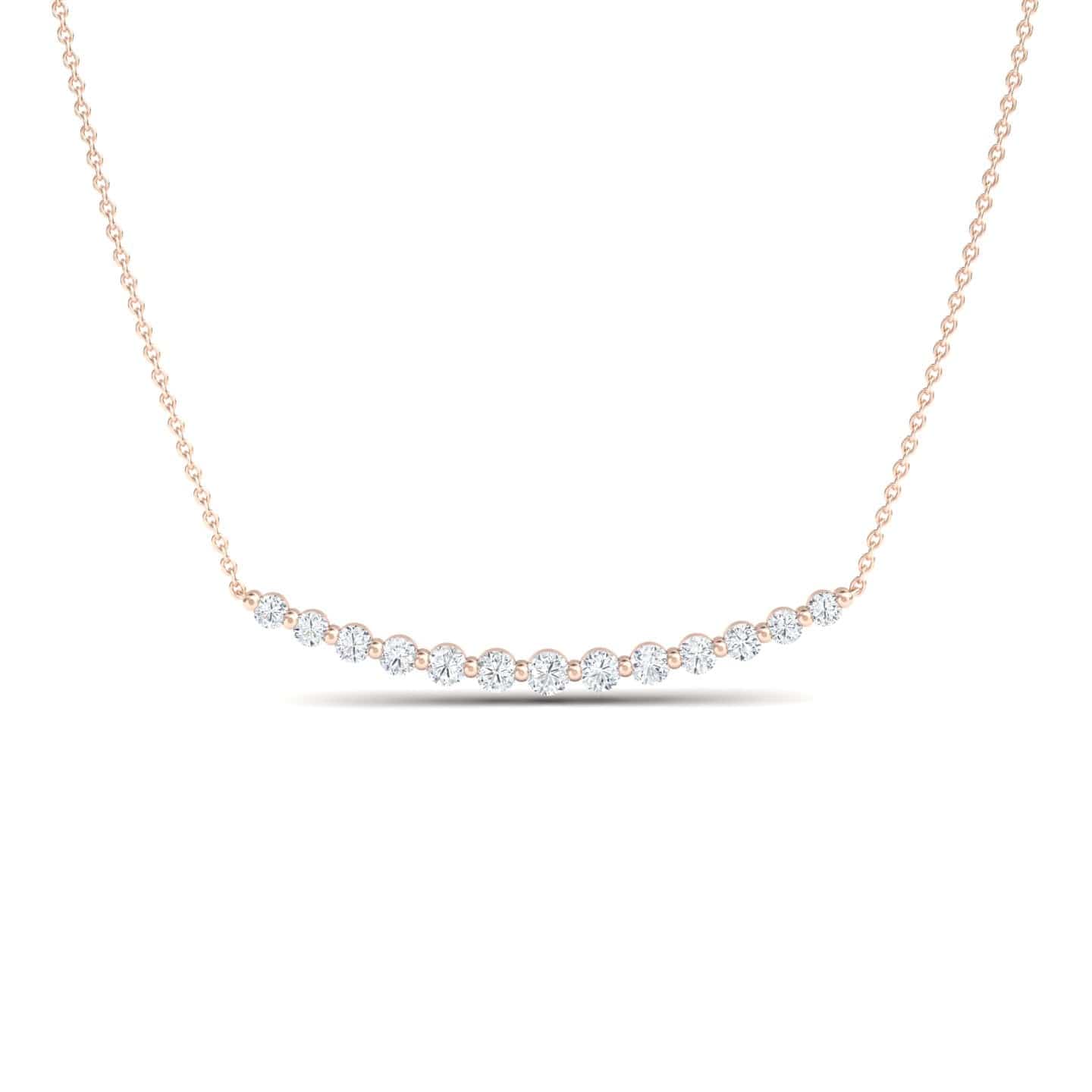 White Diamond Curved Bar Necklace - Fatimah