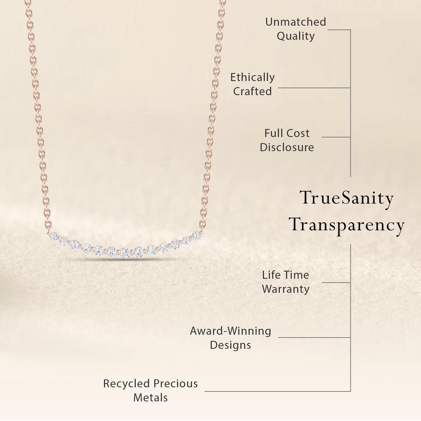 White Diamond Curved Bar Necklace - Fatimah