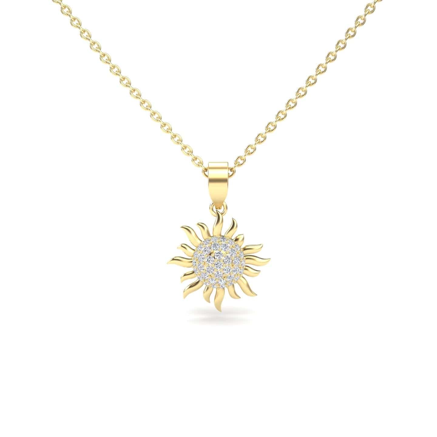 White Diamond Sunflower Necklace - Haley