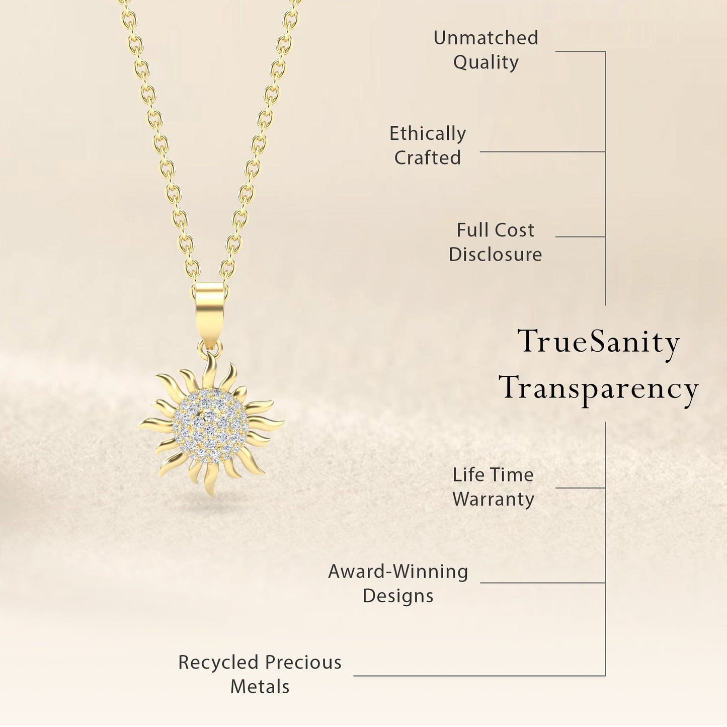 White Diamond Sunflower Necklace - Haley