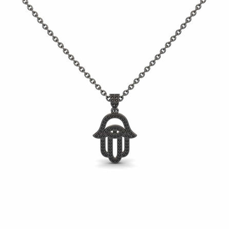Black Diamond Hamsa Necklace - Irene