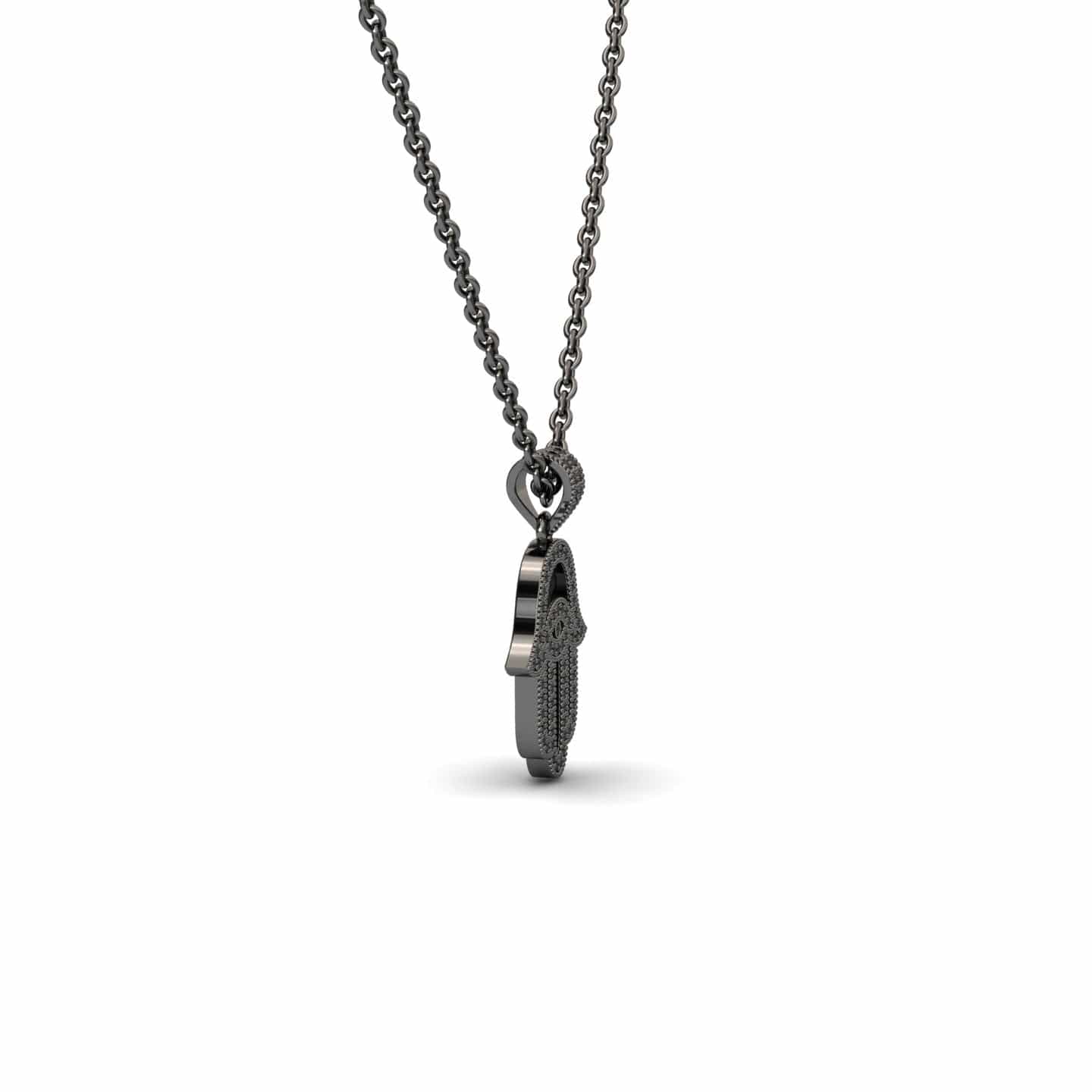 Black Diamond Hamsa Necklace - Irene