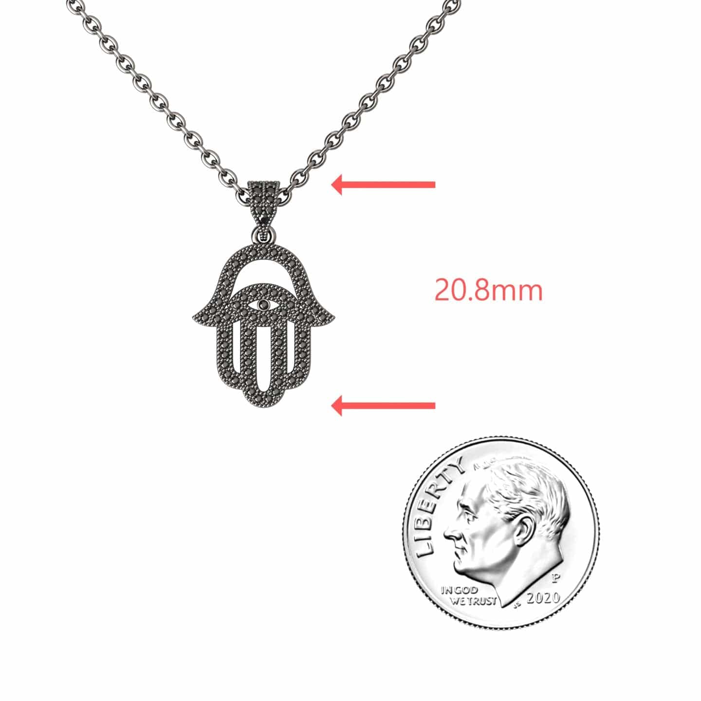 Black Diamond Hamsa Necklace - Irene