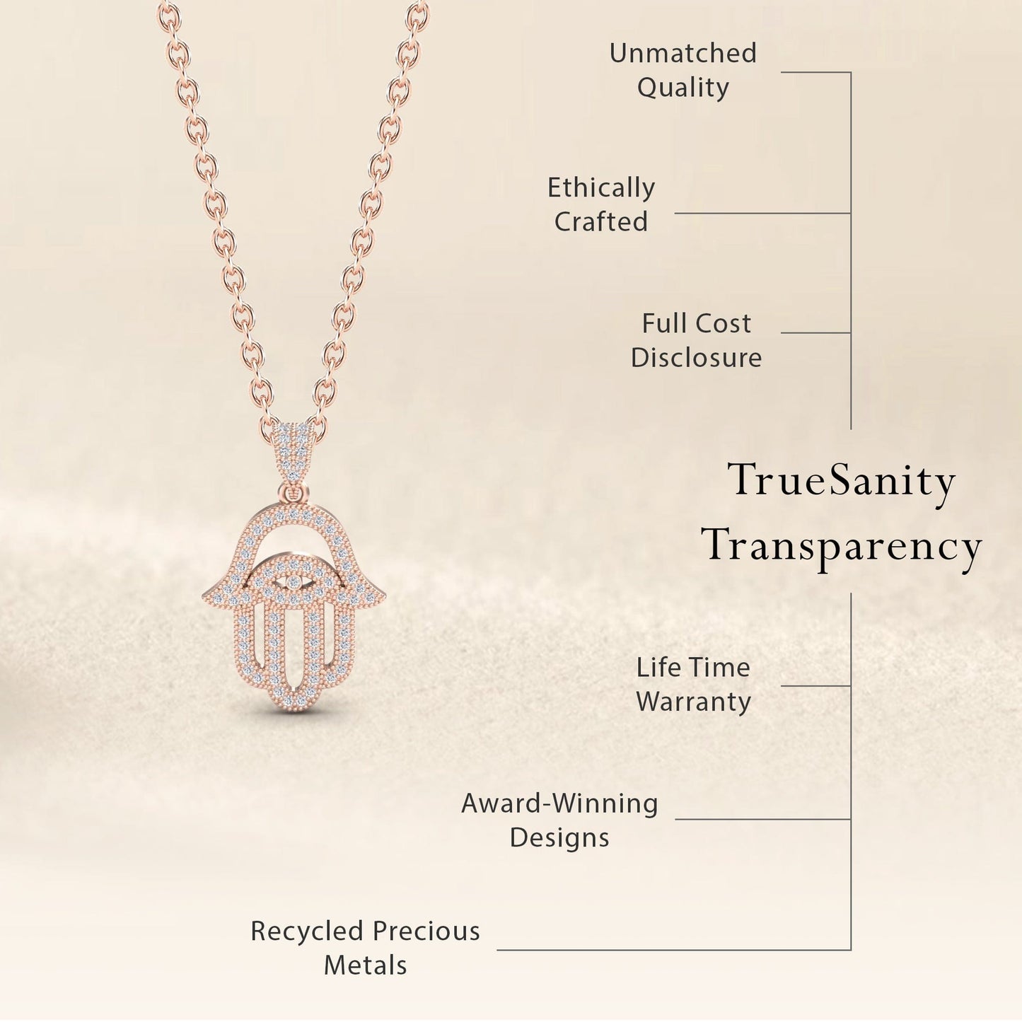 White Diamond Hamsa Necklace - Irene