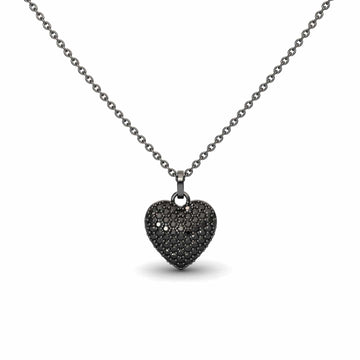 Black Diamond Pave Heart Necklace - Janani