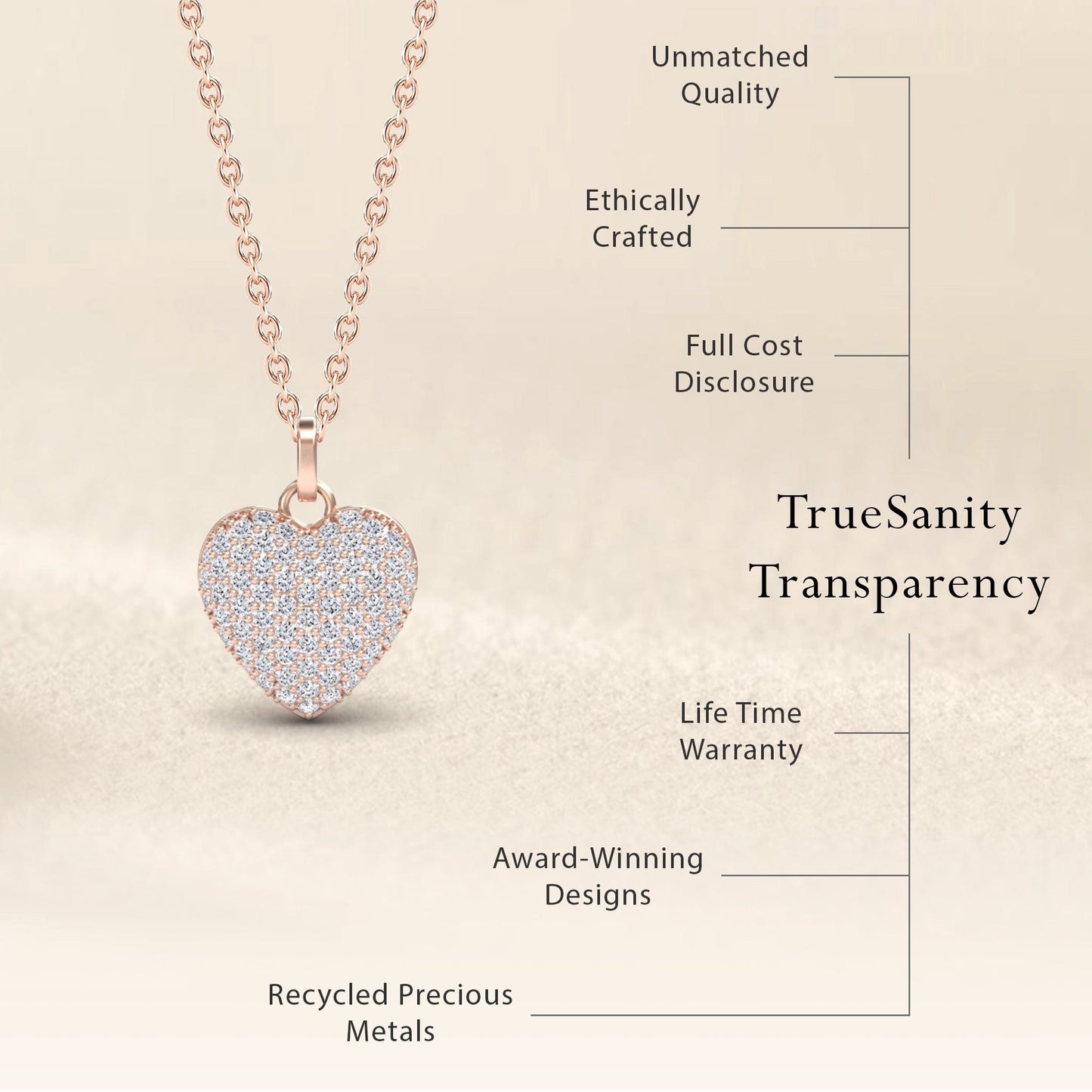White Diamond Pave Heart Necklace - Janani