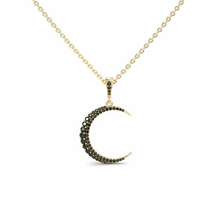Black Diamond Crescent Moon Necklace - Karen
