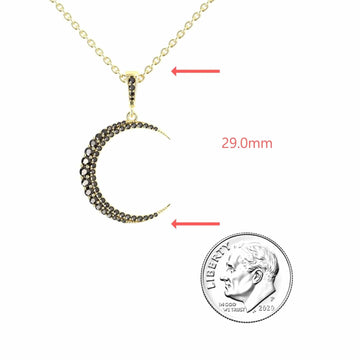 Black Diamond Crescent Moon Necklace - Karen