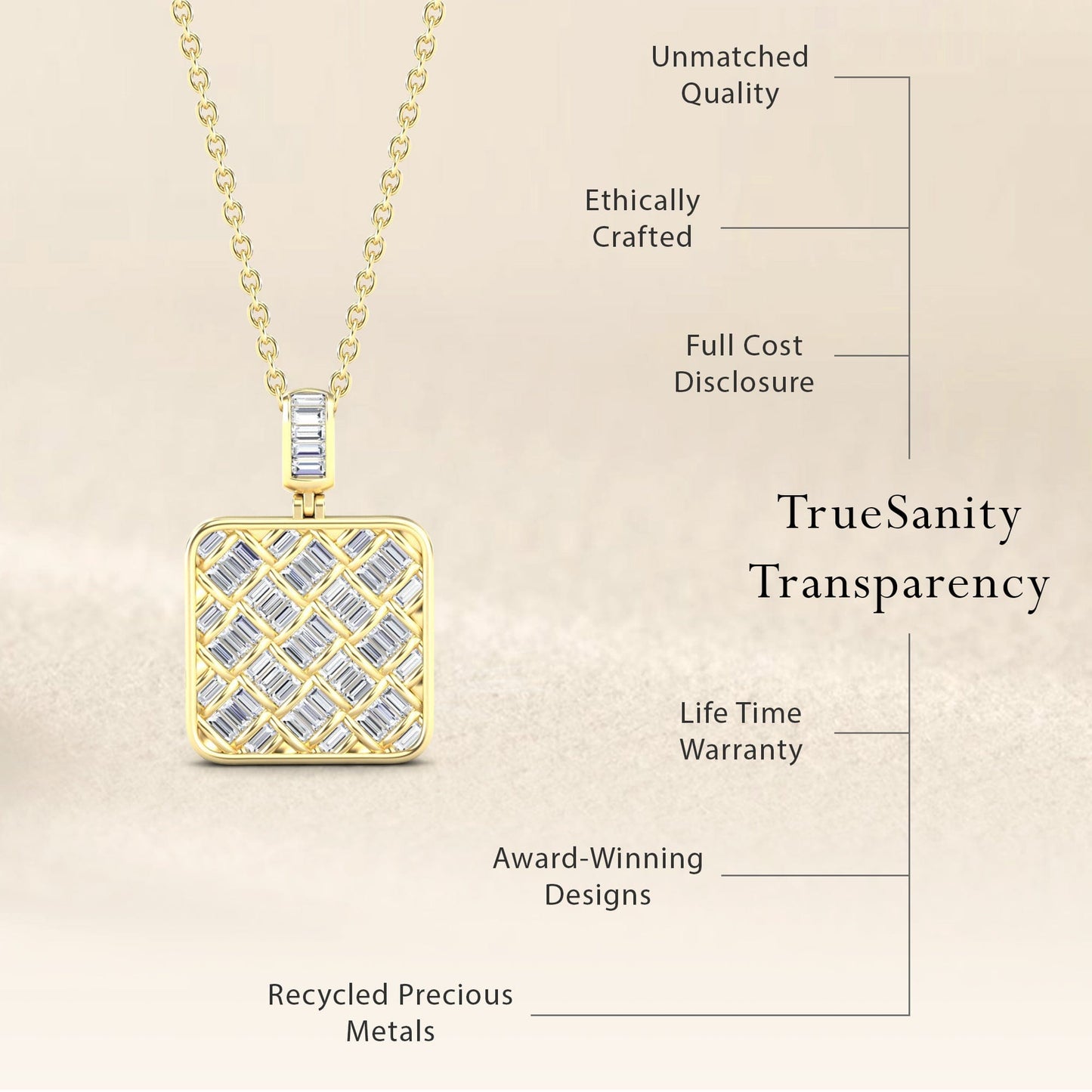 Lab Grown White Diamond Lattice Necklace - Liliana