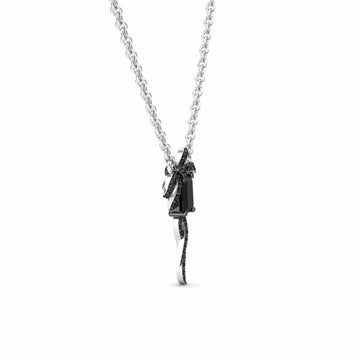 Black Diamond Bow Ribbon Necklace - Meiling