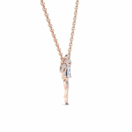 Lab Grown White Diamond Bow Ribbon Necklace - Meiling
