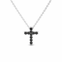 Black Diamond Cross Classic Prong Set Necklace - Pranita