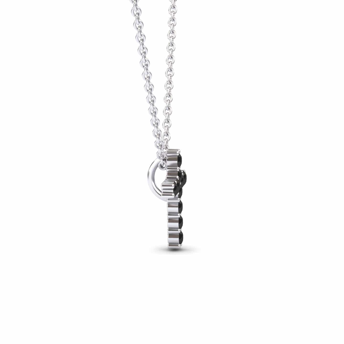 Black Diamond Cross Classic Prong Set Necklace - Pranita