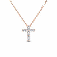 White Diamond Cross Classic Prong Set Necklace - Pranita