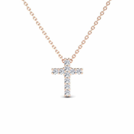 White Diamond Cross Classic Prong Set Necklace - Pranita