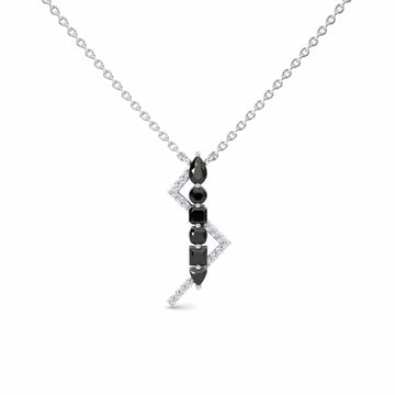 Black & White Diamond Lightning Bolt Necklace - Tanya