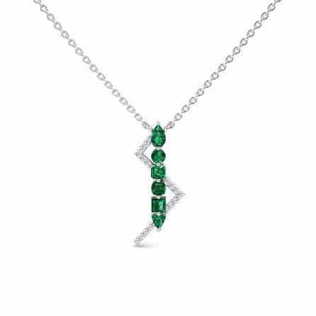 Emerald & Diamond Lightning Bolt Necklace - Tanya