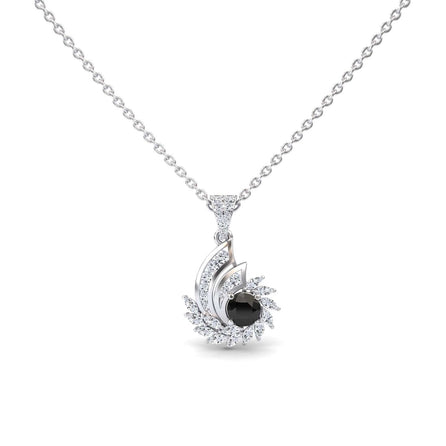 Black & White Diamond Swirl Necklace - Caoimhe