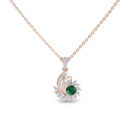 Emerald & Diamond Swirl Necklace - Caoimhe