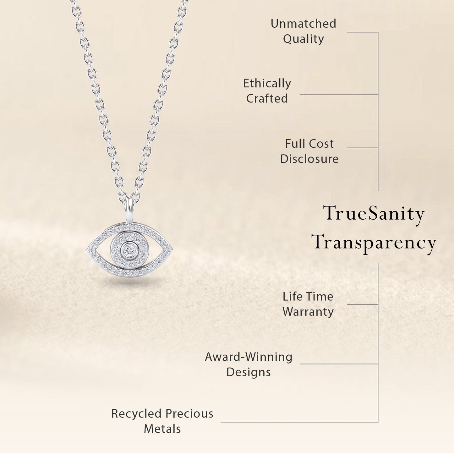 White Diamond Eye Necklace - Elise