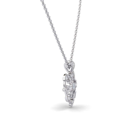 White Diamond Heart Filigree Necklace - Emilia