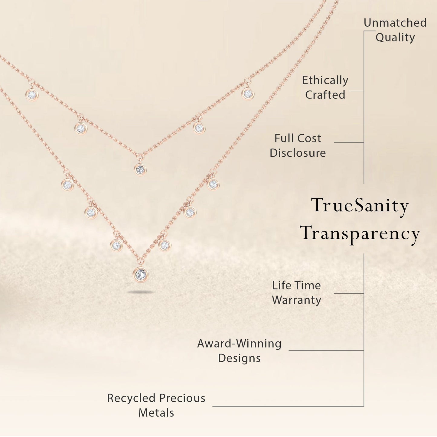 Layered Bezel Set Diamond Drop Necklace - Francesca