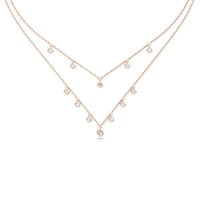 Layered Bezel Set Diamond Drop Necklace - Francesca