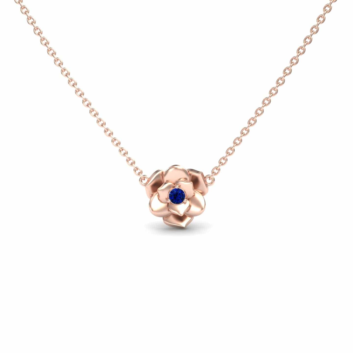 Blue Sapphire Bloom Floral Necklace - Guinevere