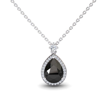 Black & White Diamond Halo Necklace - Hannah